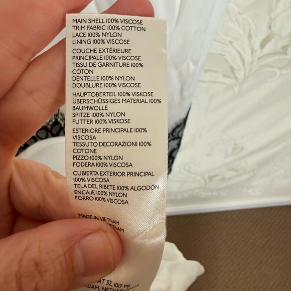 Maeve Anthropologie Lace Trim Layered Slip Dress White Black Contrast - Picture 9 of 10